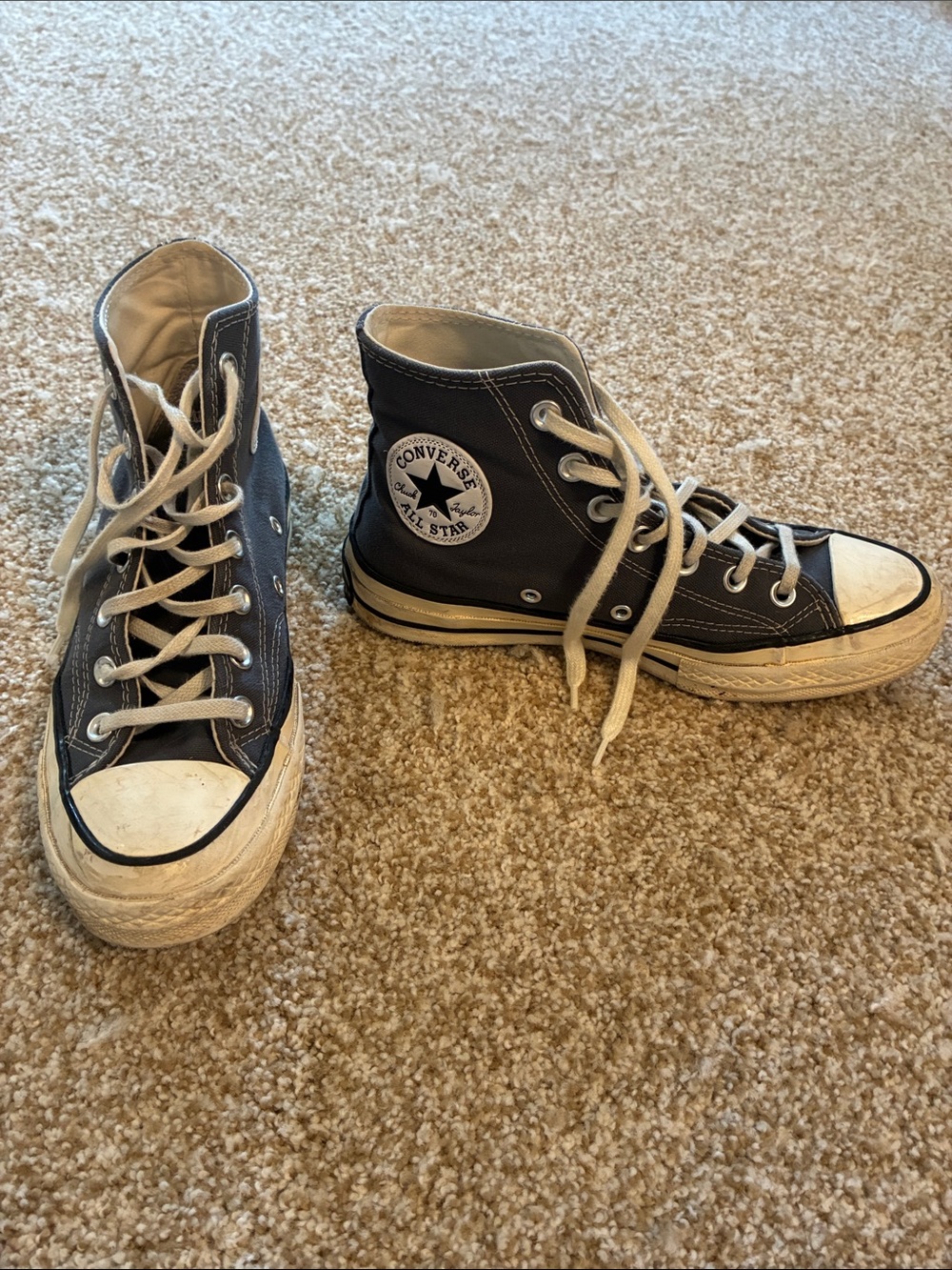 Converse Dark Grey and White High-Top Sneakers streetwear grunge classic